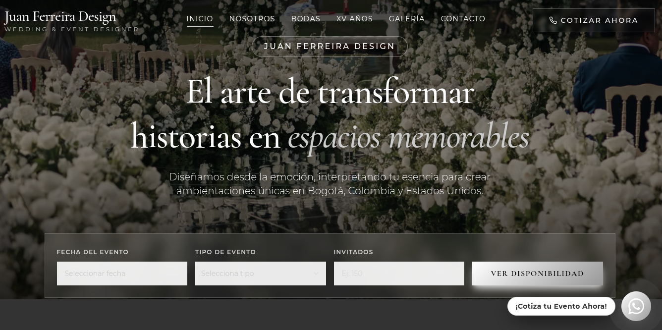 Sitio web de Juan Ferreira Bodas y Eventos